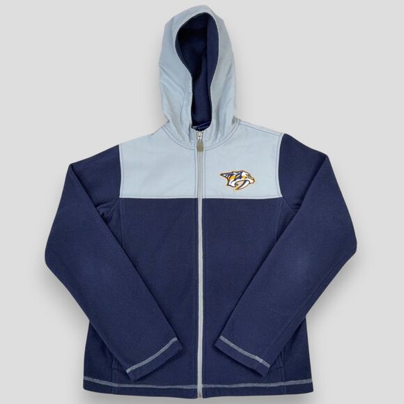 Nashville Predators Women's Full Zip Hooded Sweatshirt Reebok Blue Gray Size Med - Picture 1 of 8